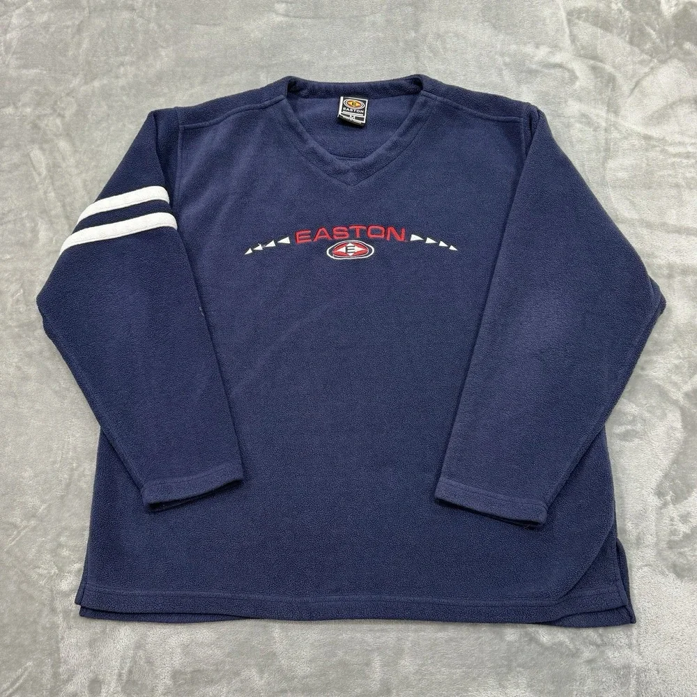 Vtg Easton Sweatshirt Mens Medium Blue Long Sleeve Fleece Embroidered Logo Sport